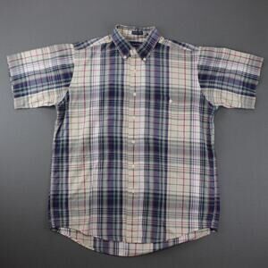 Gant Plaid Button Down Shirt Mens Large Blue Short Sleeve Cotton